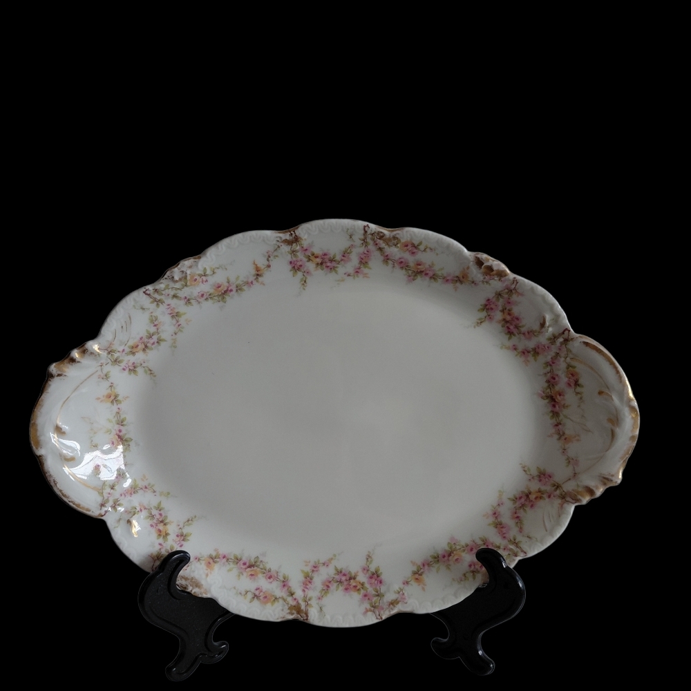 Limoge Teodor Haviland France Oval Serving  Porcelain  Floral Gold Trim Plate - Picture 2 of 16